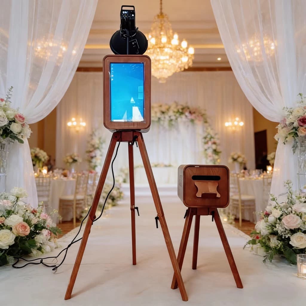 Double Screen Vintage Wooden Box — photo booth hire UK